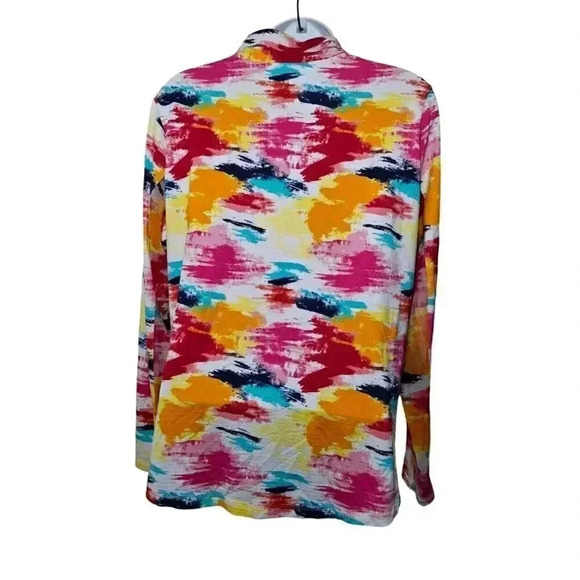 ibkul Sun Protection Shirt Top L 1/4 Zip Mock Colorful mesh detail perfect! - Picture 5 of 9